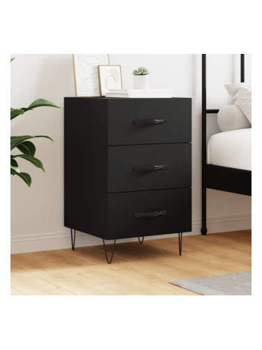 Sonata H Нощно шкафче, черно, 40x40x66 см, инженерно дърво
