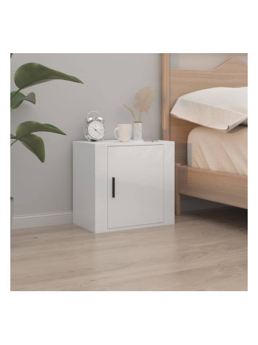 Sonata H Нощно шкафче за стенен монтаж, бял гланц, 50x30x47 см