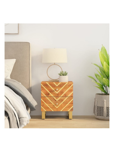 Sonata H Нощно шкафче, кафяво и черно, мангово дърво масив