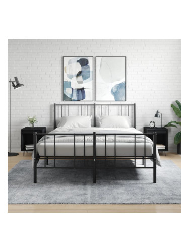 Sonata H Нощни шкафчета, 2 бр, черни, 40x35x50 см, инженерно дърво