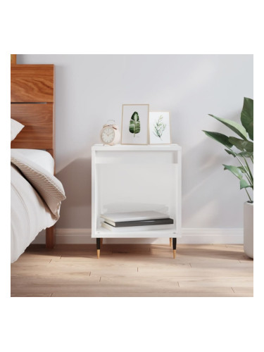 Sonata H Нощно шкафче, бял гланц, 40x35x50 см, инженерно дърво