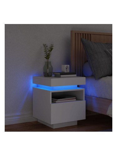 Sonata H Нощно шкафче с LED осветление, бяло, 40x39x48,5 см