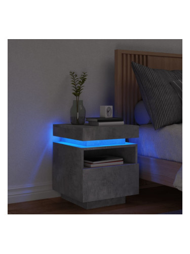 Sonata H Нощно шкафче с LED осветление, бетонно сив, 40x39x48,5 см
