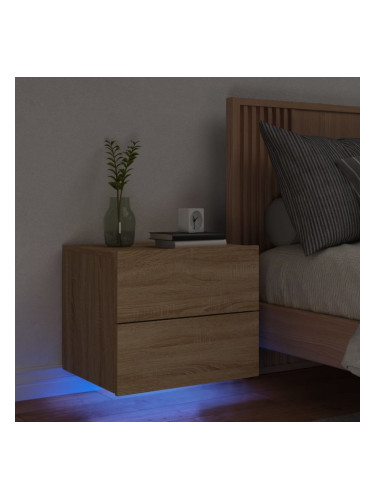 Sonata H Нощно шкафче за стена с LED осветление, дъб сонома