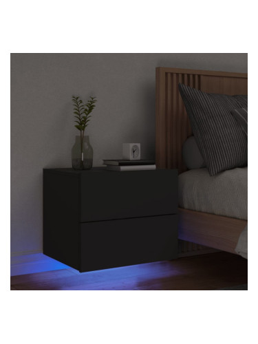 Sonata H Нощно шкафче за стена с LED светлини, черно