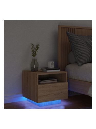 Sonata H Нощно шкафче с LED осветление, дъб сонома, 40x39x37 см