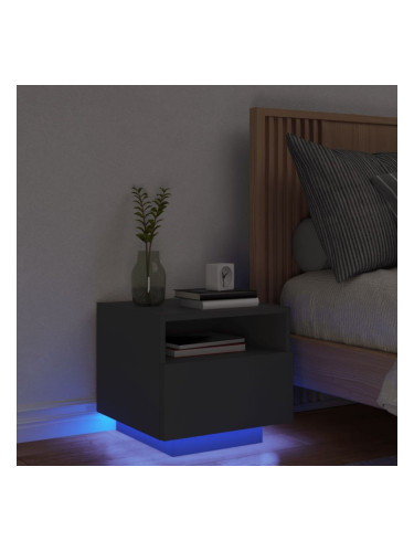 Sonata H Нощно шкафче с LED осветление, черно, 40x39x37 см