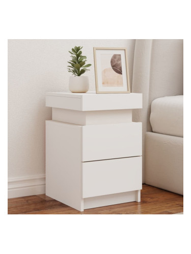 Sonata H Нощни шкафчета с LED осветление, 2 бр, бели, 35x39x55 см