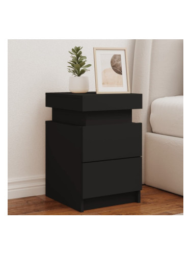 Sonata H Нощни шкафчета с LED осветление, 2 бр, черни, 35x39x55 см