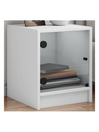 Sonata H Нощни шкафчета със стъклени врати 2 бр бяло 35x37x42 см