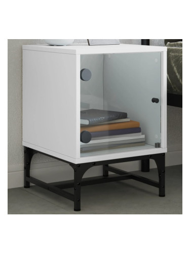 Sonata H Нощно шкафче със стъклена врата бяло 35x37x50 см