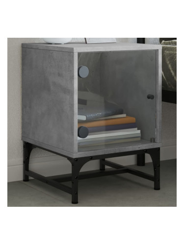 Sonata H Нощно шкафче със стъклена врата бетонно сиво 35x37x50 cm