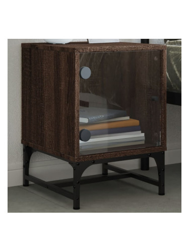 Sonata H Нощно шкафче със стъклена врата кафяв дъб 35x37x50 см