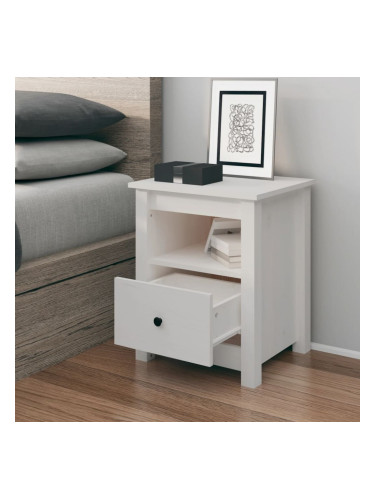 Sonata H Нощно шкафче, бяло, 40x35x49 см, борово дърво масив
