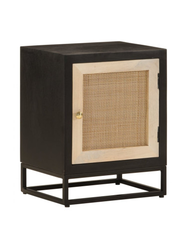 Sonata H Нощно шкафче, черно, 40x30x50 см, мангово дърво масив и желязо