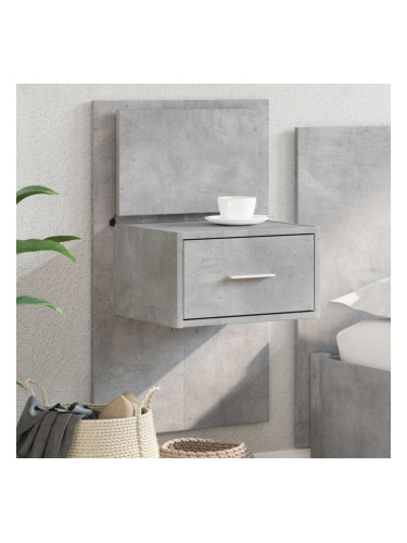 Sonata H Нощно шкафче за стена с LED осветление, бетонно сиво