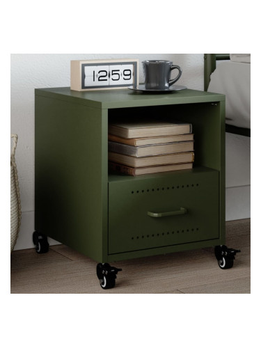 Sonata H Нощно шкафче, маслиненозелено, 36x39x43,5 см, стомана