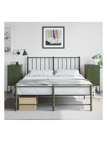 Sonata H Нощни шкафчета 2 бр маслиненозелени 36x39x78 см стомана