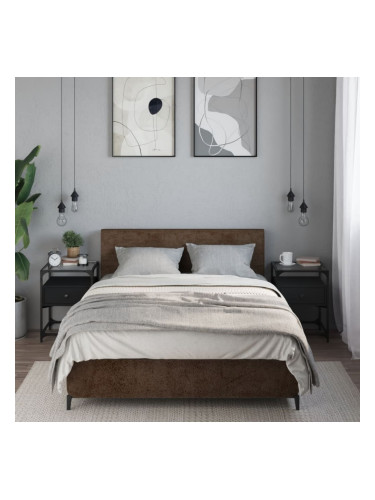 Sonata H Нощни шкафчета, 2 бр, черни, 40x40x55 см, инженерно дърво