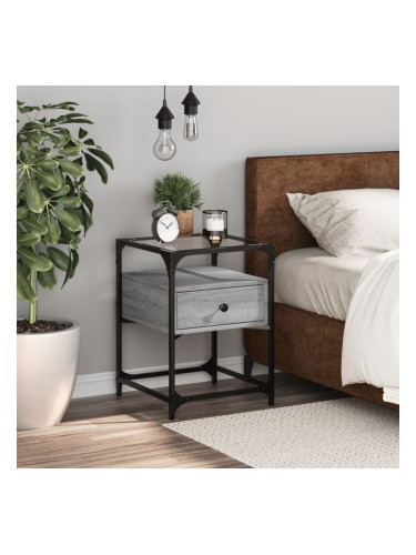 Sonata H Нощно шкафче, сив сонома, 40x40x55 см, инженерно дърво