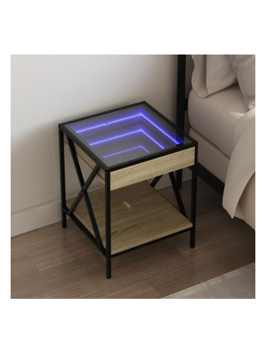 Sonata H Нощна масичка с Infinity LED, дъб сонома, 40x40x49 см