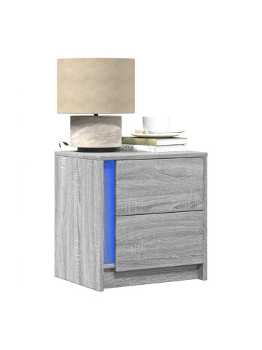 Sonata H Нощни шкафчета с LED, 2 бр, сив сонома, инженерна дървесина
