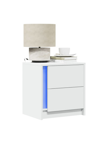 Sonata H Нощно шкафче с LED осветление, бяло, инженерно дърво