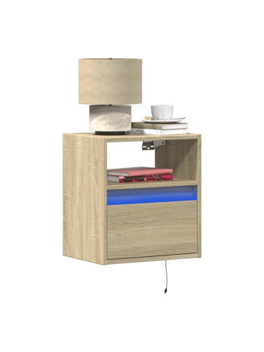 Sonata H Нощно шкафче за стена с LED осветление, дъб сонома