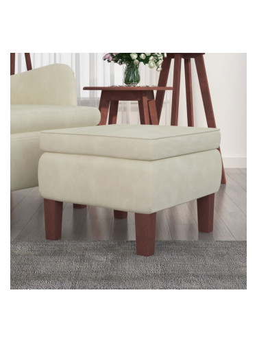 Sonata H Табуретка с дървени крака, кремава, кадифе