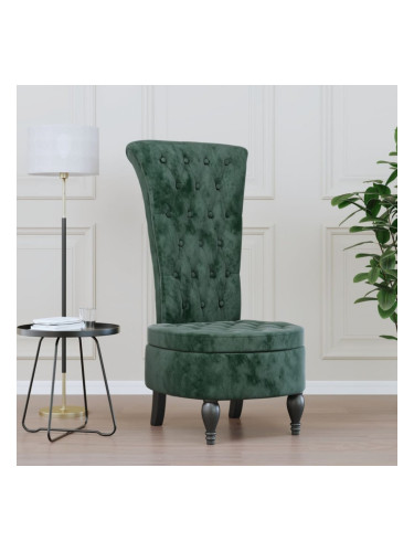 Sonata H Стол с висока облегалка, тъмнозелен, кадифе, дизайн на копчета