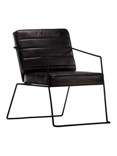 Sonata H Фотьойл, черен, естествена кожа