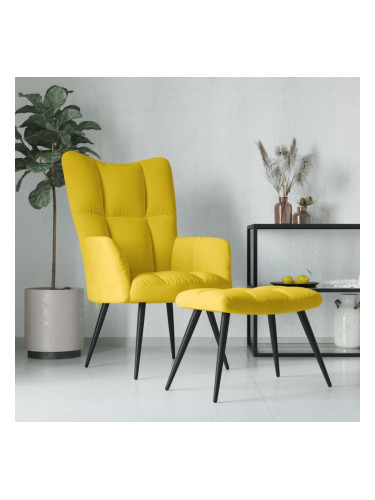 Sonata H Релаксиращ стол с табуретка, горчица жълто, кадифе