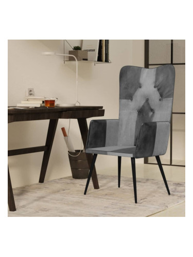 Sonata H Wingback стол, сив, естествена кожа