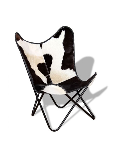 Sonata H Стол тип пеперуда, черно и бялo, естествена телешка кожа