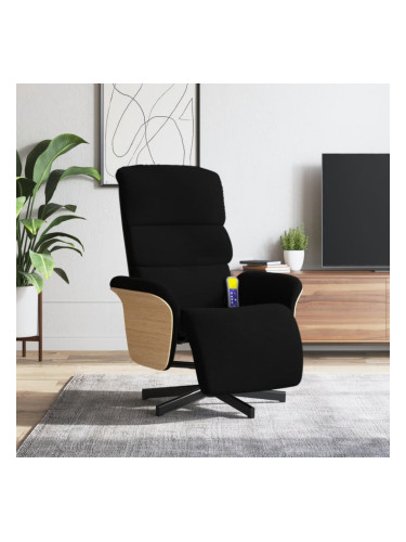 Sonata H Масажен реклайнер стол с поставка за крака, черен, текстил