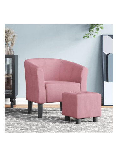 Sonata H Фотьойл с табуретка, розово, кадифе