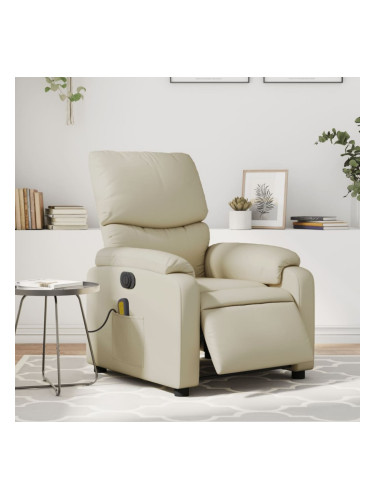 Sonata H Електрически масажен реклайнер стол, кремав, изкуствена кожа