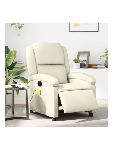 Sonata H Електрически масажен реклайнер стол, кремав, изкуствена кожа