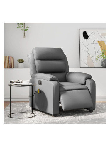 Sonata H Електрически масажен реклайнер стол, сив, изкуствена кожа