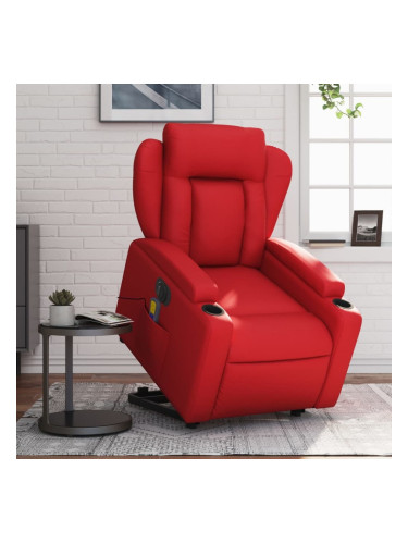 Sonata H Електрически изправящ масажен реклайнер стол, червен, еко кожа