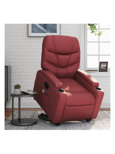 Sonata H Електрически изправящ масажен реклайнер, виненочервен, еко кожа