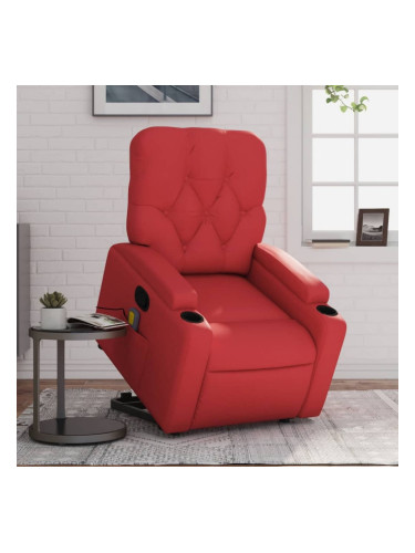 Sonata H Изправящ масажен реклайнер стол, червен, изкуствена кожа