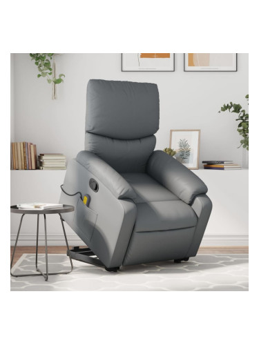 Sonata H Изправящ масажен реклайнер стол, сива, изкуствена кожа