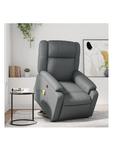 Sonata H Изправящ масажен реклайнер стол, сива, изкуствена кожа