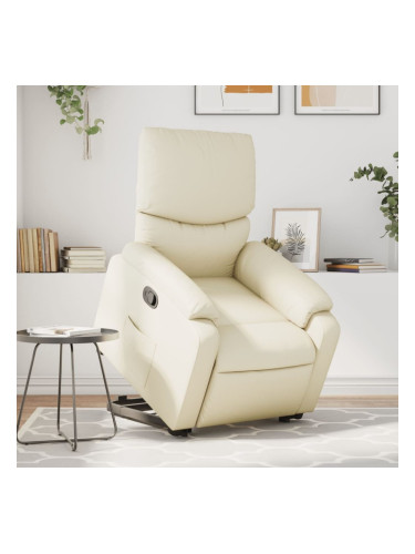 Sonata H Изправящ масажен реклайнер стол, кремав, изкуствена кожа