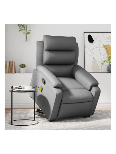 Sonata H Изправящ масажен реклайнер стол, сива, изкуствена кожа