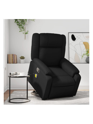 Sonata H Изправящ масажен реклайнер стол, черен, изкуствена кожа