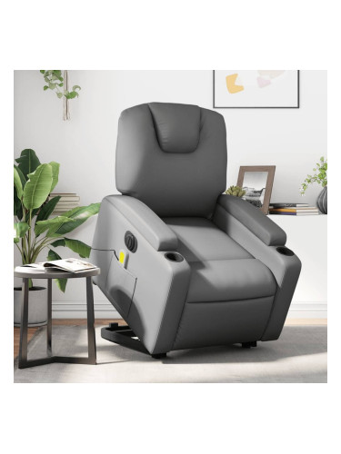 Sonata H Електрически изправящ масажен реклайнер стол, сив, еко кожа