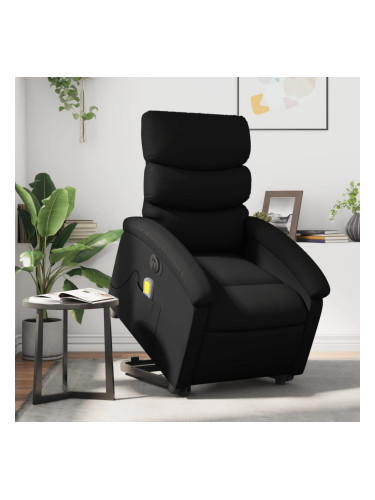 Sonata H Електрически изправящ масажен реклайнер стол, черен, еко кожа