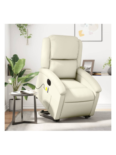 Sonata H Електрически изправящ масажен реклайнер стол, кремав, еко кожа